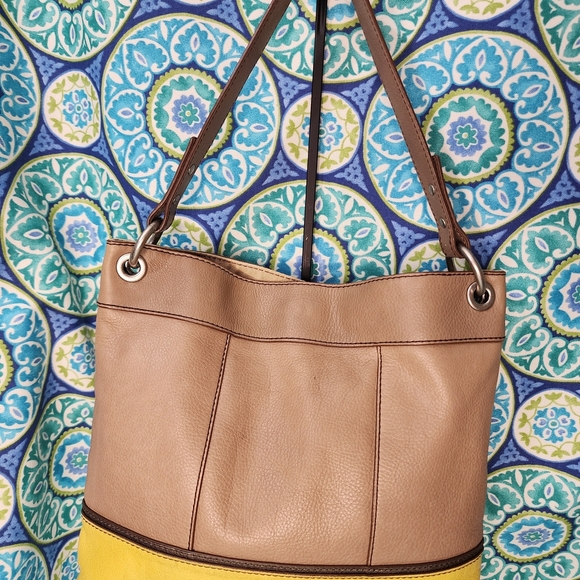 Fossil Tan and Yellow Leather Shoulder Bag - Picture 5 of 13
